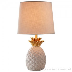 Rivet Modern Pineapple Ceramic Table Lamp 18 H White and Gold - B075X2NLJZ