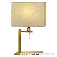 WAYKING Table Lamp  Burnished Brass Frame Bedside Lamp with Cream Artistic Pattern Fabric Shade - B073Q48Q5F