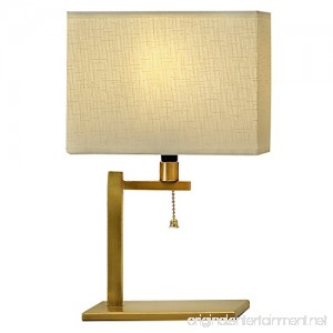 WAYKING Table Lamp Burnished Brass Frame Bedside Lamp with Cream Artistic Pattern Fabric Shade - B073Q48Q5F