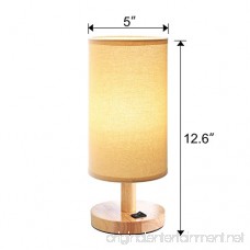 Wood Bedside Lamp Small Nightstand Lamp End Table Lamp for Kids Boys Girls Adults Bedroom Side Table Lamp Modern Farmhouse LED Desk Lamp with Round Beige Linen Lamp Shade and Wood Base 5¡Á12.6 - B07CXZM8MN
