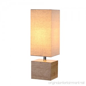 Wood Table &Desk Lamp Nature Wooden Color Base and Beige Linen Shade Bedside Lamp for Living Room Bedroom Study Guestroom Includes 4.5W LED Bulb - B073TC6F6W