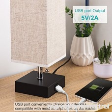 ZEEFO USB Table Lamp Modern Design Bedside Table Lamps with USB Charging Port Wooden Black Base and Fabric Shade Nightstand Table Lamps is Perfect for Bedroom Living Room Study Room Guest Room - B07F6652G8