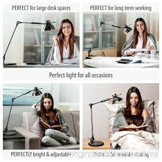 Architect Desk Lamp Gesture Control - Metal Swing Arm Dimmable Led Lamp - Task Light for Office - 12 Touch Level Dimmer 3 Eye-Care Lighting Modes - Adjustable Drafting Table Lamp - Memory - Black - B01J4LBAW2