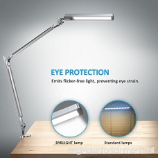 BYB E430 Metal Architect LED Desk Lamp Swing Arm Task Lamp with Clamp Eye-care Drafting Table Lamp Dimmable Office Light 4 Lighting Modes 6 Level Dimmer Touch Control Memory Function Silver - B00V9YW41O