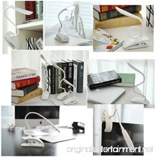 Clip Desk Lamp Table LED Bulb Lamps Set USB Outlet White Modern Shade Gooseneck Dimmable Light Clamp Base Touch Sensor Switch Charging Battery Office Room Bedroom Dorm Kids Small Girls Study Reading - B00W79CZAA