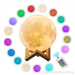 Gahaya 16 Colors 【Seamless】 Moon Lamp 【Remote】 & Touch Control Unibody Forming 3D Printed PLA material USB Recharge Diameter 7.1/18cm - B07CYY54PL