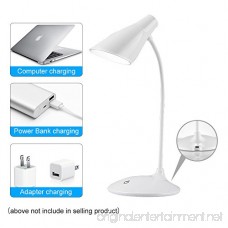 LED Desk Lamp Flexible Gooseneck Table Lamp Dimmable Office Reading Lamp with USB Charging Port Rechargeable 3 Brightness Levels White - B07DN8XDSH