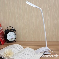 LED Desk Lamp ZHOPPY Dimmable Clip On Bedside Lamp Table Lights with Clip-On Clamp - Reading Book Light Eye-care Portable USB Rechargeable Gooseneck Tube Touch Control Light (White) - B01HWIRC9E
