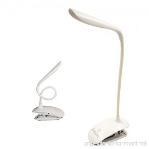 LED Desk Lamp ZHOPPY Dimmable Clip On Bedside Lamp Table Lights with Clip-On Clamp - Reading Book Light Eye-care Portable USB Rechargeable Gooseneck Tube Touch Control Light (White) - B01HWIRC9E