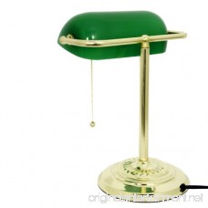 Light Accents Metal Bankers Lamp with Green Glass Shade and Polished Brass Finish - B006L9U7HK