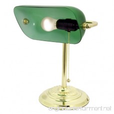 Light Accents Metal Bankers Lamp with Green Glass Shade and Polished Brass Finish - B006L9U7HK