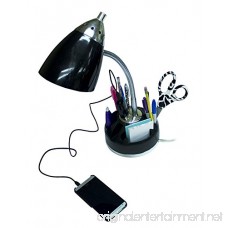 Limelights LD1015-BLK Flossy Lazy Susan Organizer Desk Lamp with Charging Outlet Black - B00HR5P5YM