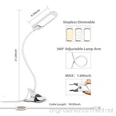 LVWIT LED Desk Lamp Stepless Dimmable 3000K to 6000K，5W USB Powered Clamp Light with 24 LEDs Flexible Clip On Lights Memory Function White Version - B06XW7T1KH