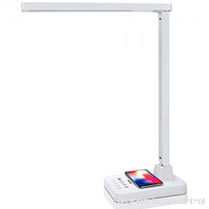 MEIKEE LED Desk Lamp Table Lamps 4 Lighting Modes with 4 Brightness Levels 1 Hour Timer Memory Function Touch Control with USB Port & Wireless Charging for iPhoneX/8/8P and Android Qi Enable Device - B07DLWQ53Y