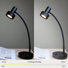 O’Bright Dimmable LED Desk Lamp with USB Charging Port (5V/2A) Full Range Dimming LED Table Lamp with USB Charger Flexible Gooseneck Office Desk Lamp/Bedside Lamp Vintage Design (Metal Black) - B07DGNBH9C
