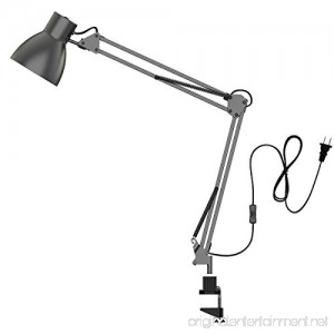 ToJane Swing Arm Desk Lamp Architect Table Clamp Mounted Light Flexible Arm Drawing/Office/Studio Table Lamp Grey Metal Finish - B00WFZS55A