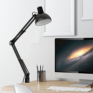 ToJane Table Lamps for Living Room/Bedroom Architect Swing Arm Clip on Desk Lamp 2 Clamp Mounts Black(bulb sold separate) (Black New) - B075DZX8WJ