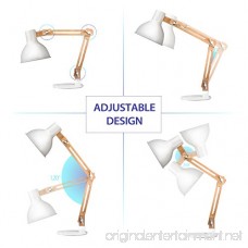 tomons DL1001W Wood Swing Arm Desk/Designer Table Lamp Reading Lights Study/Work/Office/Bedside Nightstand Lamp White - B016XWX3ES