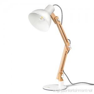 tomons DL1001W Wood Swing Arm Desk/Designer Table Lamp Reading Lights Study/Work/Office/Bedside Nightstand Lamp White - B016XWX3ES