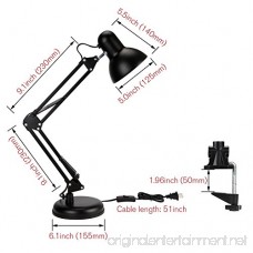 TORCHSTAR Metal Swing Arm Desk Lamp Interchangeable Base Or Clamp Classic Architect Clip On Table Lamp Multi-Joint Adjustable Arm Black Finish (UL Plug) - B01NAHT5CE