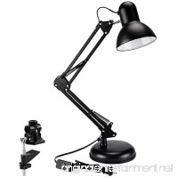 TORCHSTAR Metal Swing Arm Desk Lamp  Interchangeable Base Or Clamp  Classic Architect Clip On Table Lamp  Multi-Joint  Adjustable Arm  Black Finish (UL Plug) - B01NAHT5CE