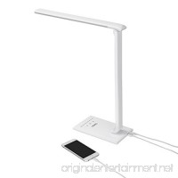 VonHaus White Folding LED Desk Lamp with USB Charger  7 Level Dimmer  Touch Control & Timer - College Student  Bedroom  Office  Hobby or Modern Table Lamp - B018WBNWQW