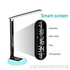 Wanjiaone LED Dimmable Desk Lamp Built-in LCD screen Date&Time&Alarm Clock&Temperature 10W/5V USB Charging Port Colorful Change Base Eye-caring Foldable Office Lamp for Work/Study/Computer - B079FRYVXG