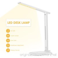 Yantop LED Desk Lamp  Eye-caring Table Lamp  Dimmable Office Study Computer Desk Light  Touch Control  Memory Function  3 Color Mode & 3 Brightness  Foldable LED Lamp for Reading  Working  White - B07CG9SZSC
