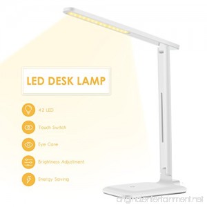 Yantop LED Desk Lamp Eye-caring Table Lamp Dimmable Office Study Computer Desk Light Touch Control Memory Function 3 Color Mode & 3 Brightness Foldable LED Lamp for Reading Working White - B07CG9SZSC