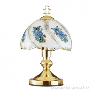 Collections Etc Blue Butterfly Décor Glass Shade 3-Way Touch Lamp - B079SKBDTV