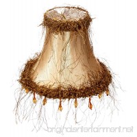Livex Lighting S112 Bell Clip Chandelier Shade with Light Corn Silk Fringe and Beads  Champagne Silk - B002QHFLKY