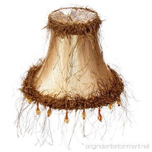 Livex Lighting S112 Bell Clip Chandelier Shade with Light Corn Silk Fringe and Beads Champagne Silk - B002QHFLKY