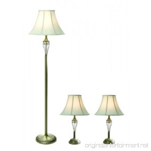 Elegant Designs LC1001-ABS Three Pack Lamp Set (2 Table Lamps 1 Floor Lamp) 7 x 16 x 25 Antique Brass - B00CM5RGVM