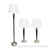 Elegant Designs LC1018-MBC Malbec Black and Brushed Nickel 3 Pack Lamp Set with 2 Table Lamps and 1 Floor Lamp - B01M1V260D