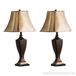 InRoom Designs L632 Kings Brand Crackle Fabric Shade Table (Set of 2 Lamps) Brown - B00PHSCLL6