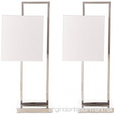 Kings Brand Nicksville Stainless Steel With White Fabric Shade Square Table Lamps Set of 2 - B078HYSJSR