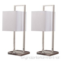 Kings Brand Nicksville Stainless Steel With White Fabric Shade Square Table Lamps  Set of 2 - B078HYSJSR