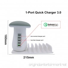 Multi Port USB Charger Mushroom Night Lamp USB Charging Station Dock QC 3.0 Quick Charger for Mobile Phone and Tablet (Color : EU Plug) - B07FFLKXXR