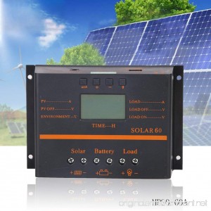 Ocamo LCD Solar Controller Photovoltaic Solar Panel Charging Discharging Controller 60A PWM 12V 24V - B07FNLGCYL