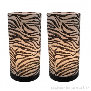 Plastic Accent Lamps Set Of Two Zebra Print Fabric Uplight Accent Lamps 12 Inches Tall 6 X 12 X 6 Inches Black - B076DJ93TX