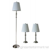Urbanest Eleanor 3-Piece Table and Floor Lamp Set Brushed Nickel with Off White Pleated Shades - B017J3J0CY