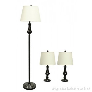 Urbanest Grant 3-piece Table and Floor Lamp Set in Oil-rubbed Bronze with Beige Linen Lamp Shades - B00YHYPJJ2