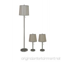 Urbanest Lamon 3-piece Table and Floor Lamp Set in Brushed Nickel with Champagne Silk Lamp Shades - B00VEEJQJW