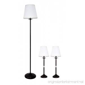 Urbanest Orleans 3-piece Lamp Set with Soft Pleated White Shades Oil-rubbed Bronze… - B00FG8N7BU