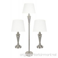 Urbanest Peterson Set of 3 Table and Floor Lamps  Brushed Nickel with Cream Linen Shades - B06XDVVXGZ