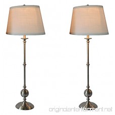 Urbanest Set of 2 Bastille Buffet Lamps in Brushed Nickel with Off White Linen Shades - B017J5E3JW