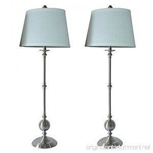 Urbanest Set of 2 Bastille Buffet Lamps in Brushed Nickel with Off White Linen Shades - B017J5E3JW