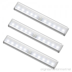 10 LED Motion Sensing Closet Lights MagicBuds Super Bright Stick-on Anywhere Portable 10-LED Wireless Cabinet Night/ Stairs/ Step Light Bar with Magnetic Strip (3 Pack Battery Operated) - B074VZ1BPZ