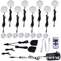 AIBOO Kitchen Under Cabinet Lighting LED 12Vdc 8 Pack Black Cord Aluminum Puck Lights for Counter Closet Furniture Lighting with Dimmable RF Remote Control(16W  Warm white) - B01MDOU9W2