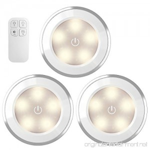 AMIR Wireless LED Puck Light With Remote Control Under Cabinet Lighting Closet Night Light Touch Switch Energy Saving Night Light for Bedroom Lockers Stair (3 Pack Battery Not Included) - B074SJVVP1